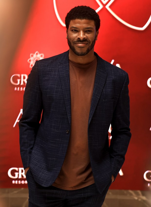 Former NBA player Kelenna Azubuike makes an appearance on the red carpet at the grand opening of Graton Resort and Casino's rooftop restaurant, AYA, Thursday, May 7, 2026, near Rohnert Park. (Kent Porter / The Press Democrat)