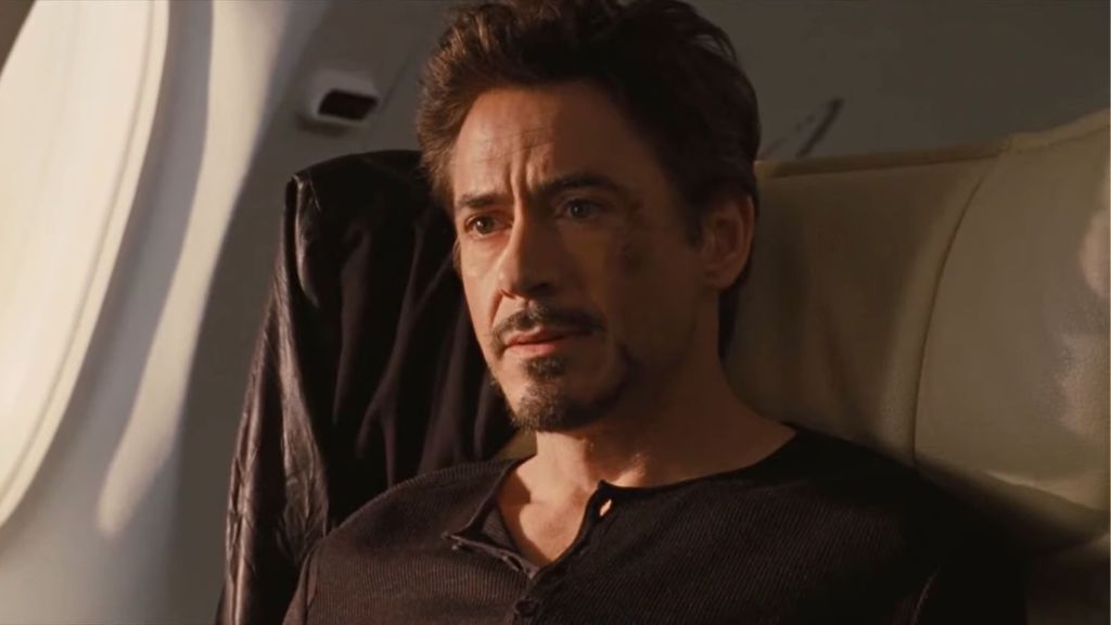 Tony Stark on a plane in Iron Man 2