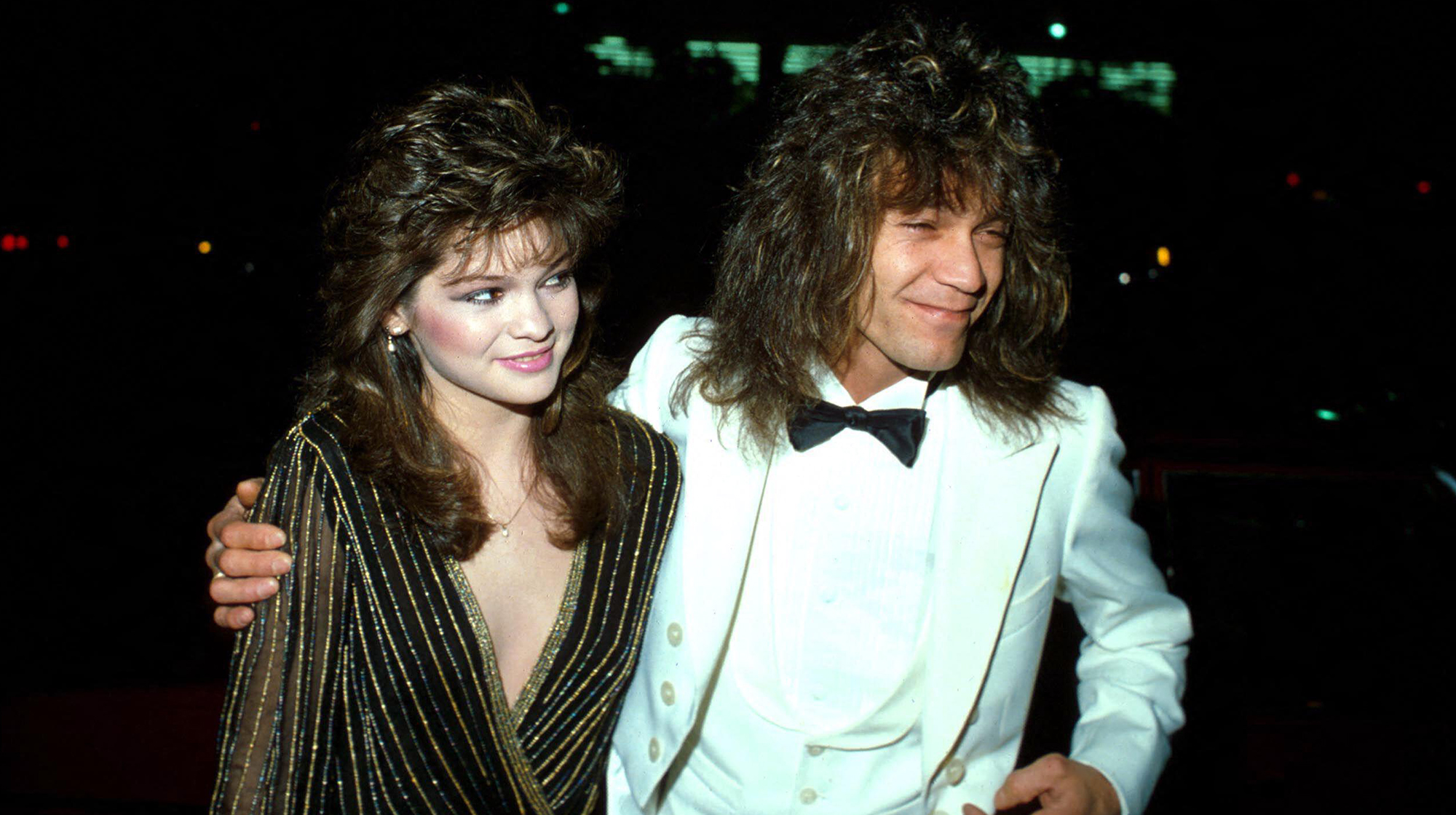 Valerie Bertinelli and Eddie Van Halen at Chasens Restaurant on March 20, 1983 in Beverly Hills, California.