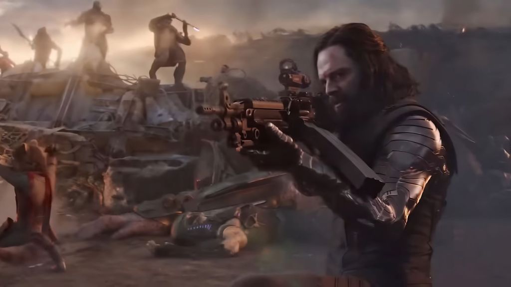 Winter Soldier with a gun in Avengers Endgame