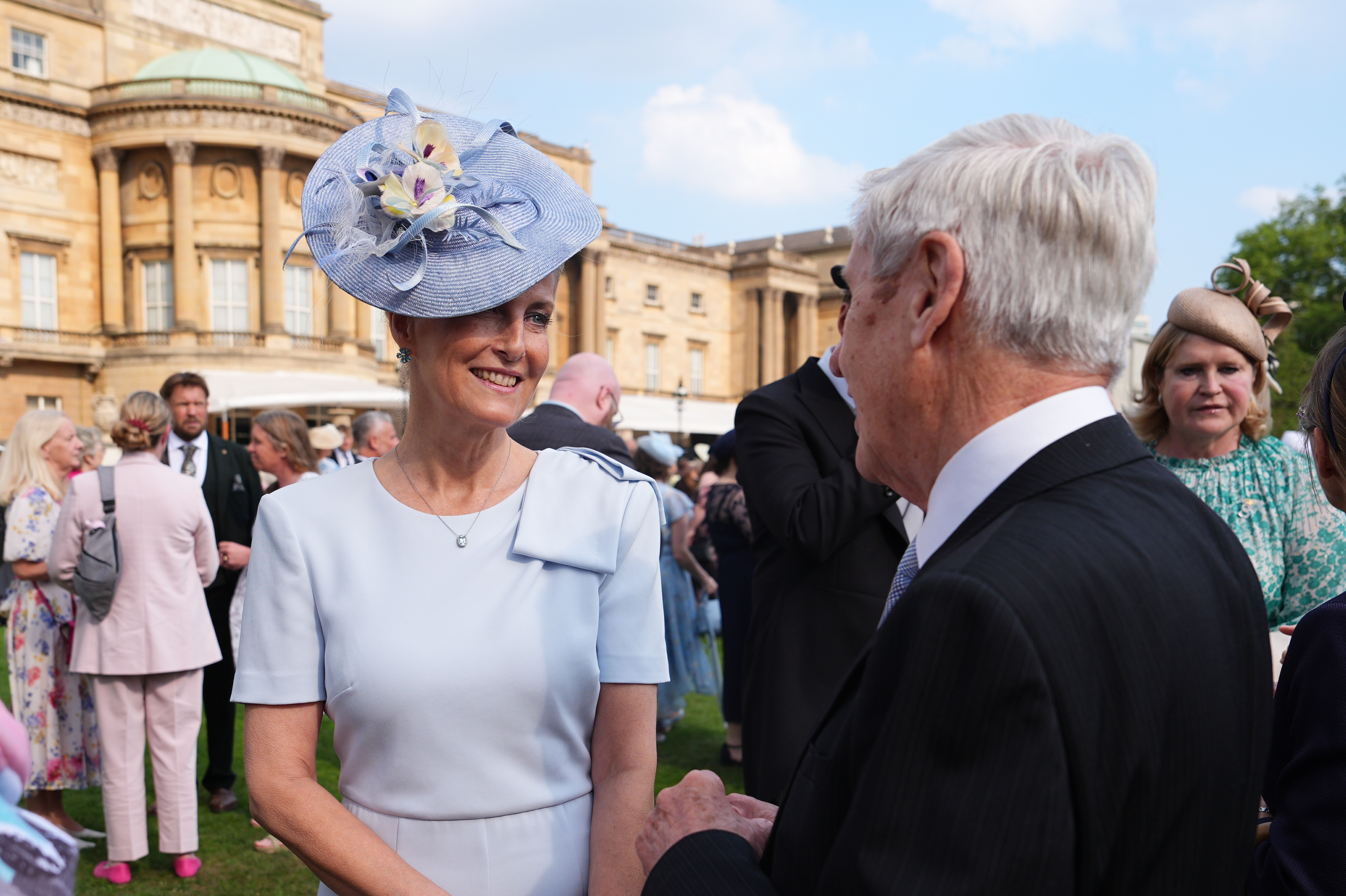 LONDON, ENGLAND - MAY 8: Sophie, Duchess of Edinburgh, meets guests during a Royal Garden Party at Buckingham Palace on May 8, 2026 in London, England. (Photo by Aaron Chown - WPA Pool/Getty Images)