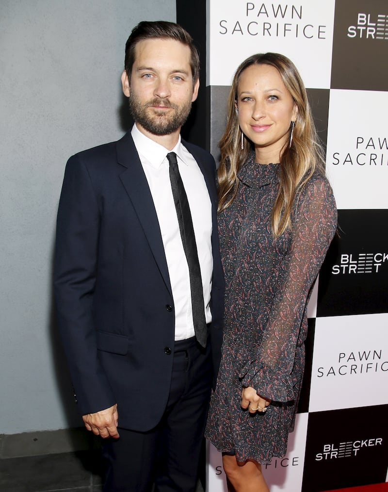 Jennifer Meyer praised Tobey Maguire as a co-parent, saying that even after the divorce, the two travel and spend holidays together with their children. Pictured here together in 2015.