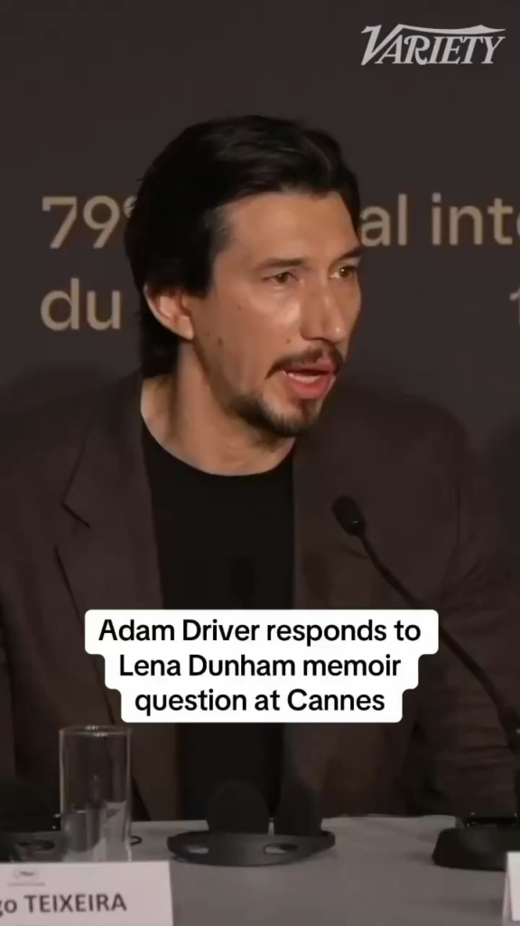 Adam Driver responds to Lena Dunham's memoir, which alleges he was "verbally aggressive" and "hurled a chair at the wall next" to her on the ‘Girls’ set: “I have no comment on any of that. I’m saving it all for my book.”