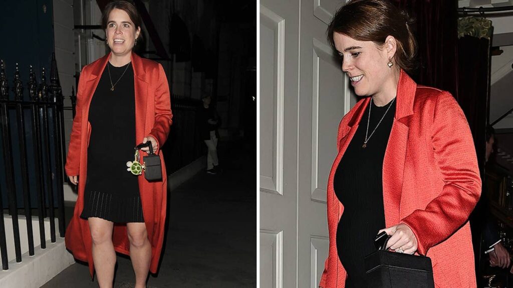 Princess Eugenie shows off growing baby bump in black mini dress after pregnancy joy – exclusive photos