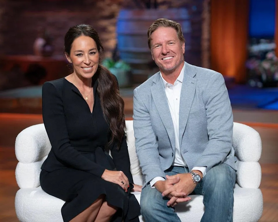 Joanna and Chip looking smart on Shark Tank