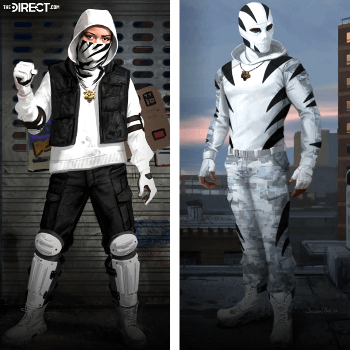 Concept art of Angela Del Toro's White Tiger and concept art of Hector Ayala's White Tiger.
