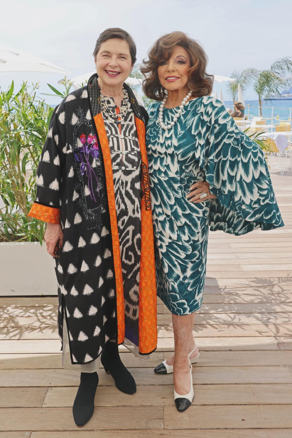 Isabella Rossellini and Joan Collins in Cannes