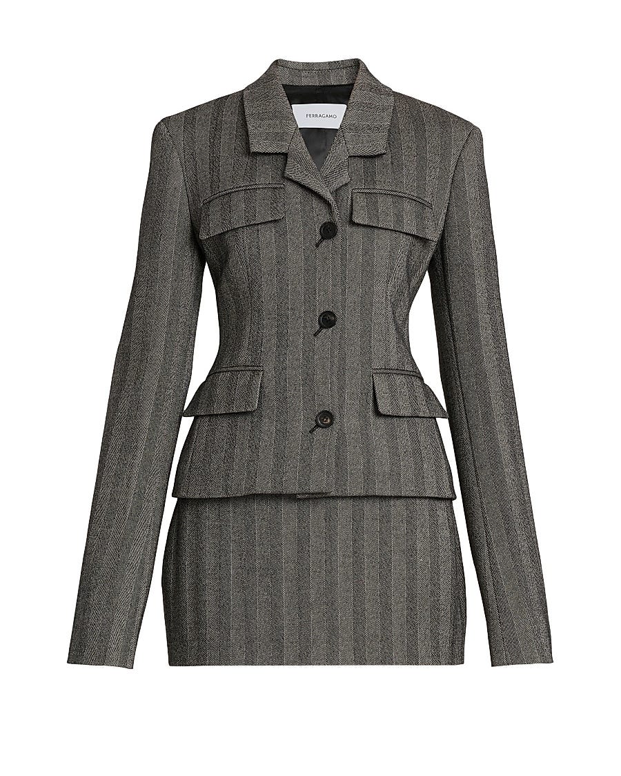 Striped Wool Single-Breasted Blazer