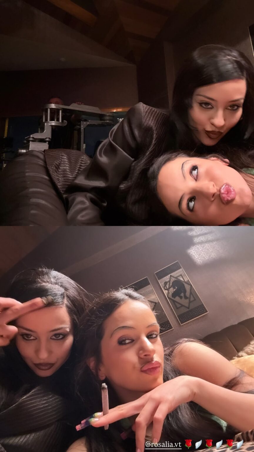 Alexa Demie and Rosalia on the set of Euphoria