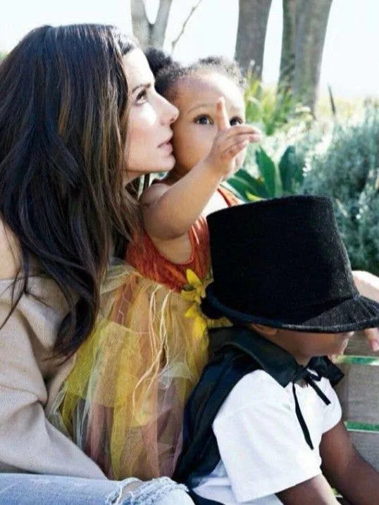 Sandra Bullock appears with her kids Laila and Louis for a photo, shared on Instagram
