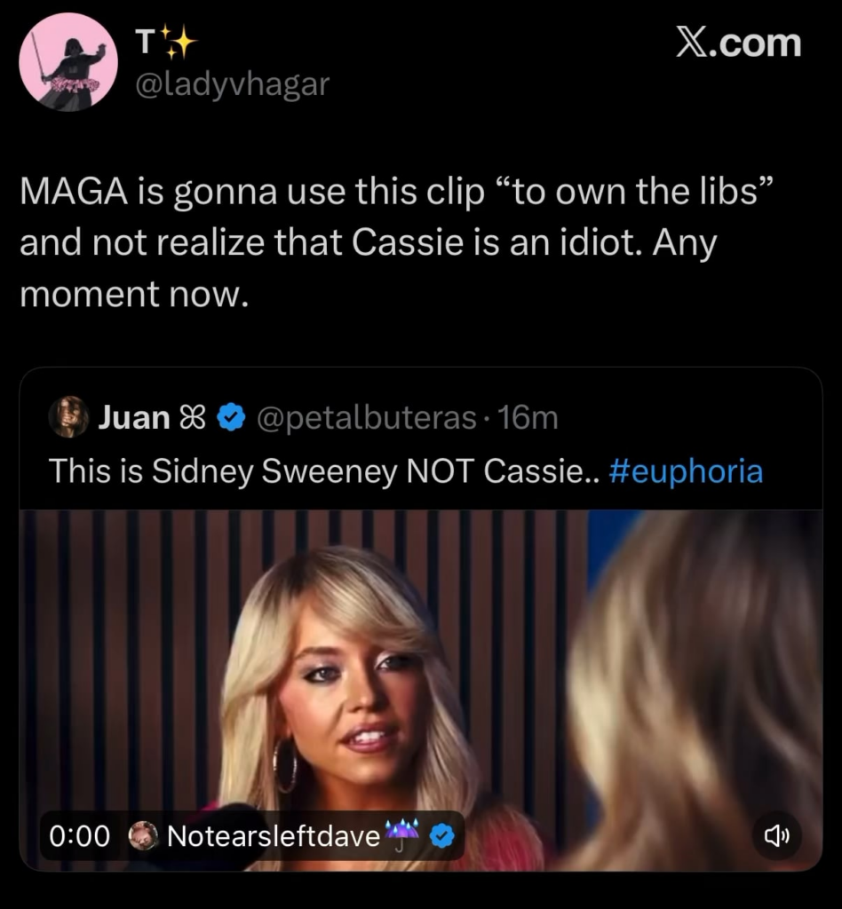 Sydney Sweeney’s character Cassie admits she’s MAGA on tonight’s episode of ‘Euphoria’