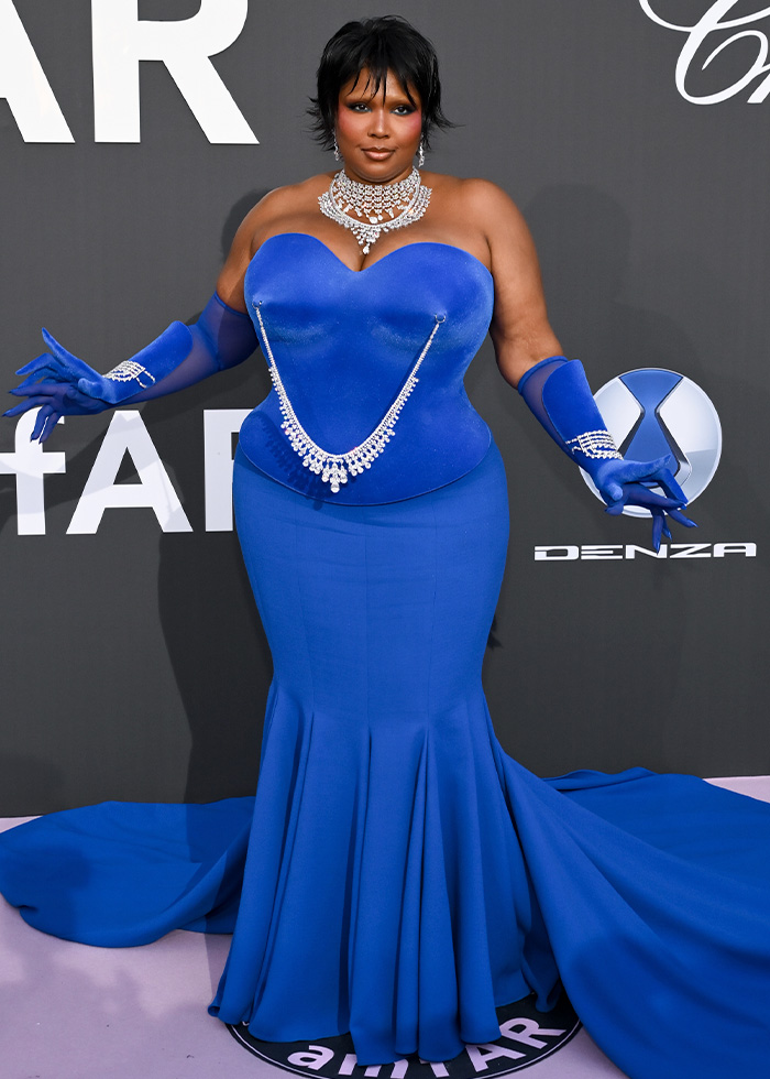 Bright blue gown with diamond embellishments at Cannes 2026 red carpet fails