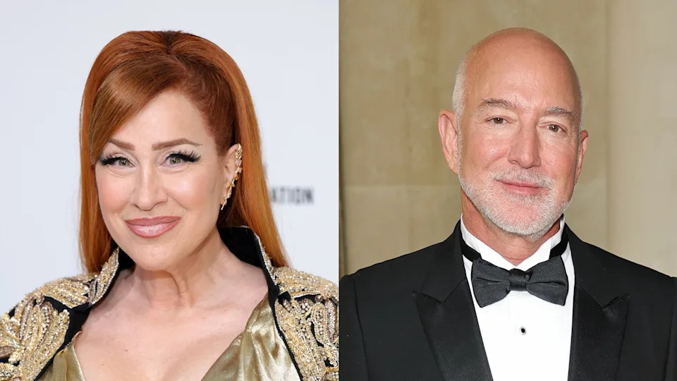 Split image of Lisa Ann Walter and Jeff Bezos.
