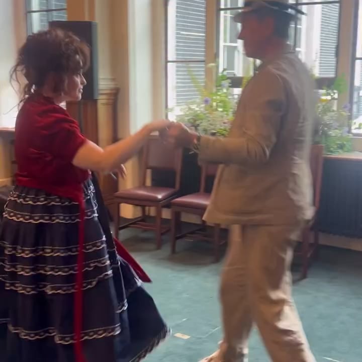 Richard E. Grant shares video of him dancing with Helena Bonham Carter with Johnny Flynn playing music as they celebrate her 60th birthday