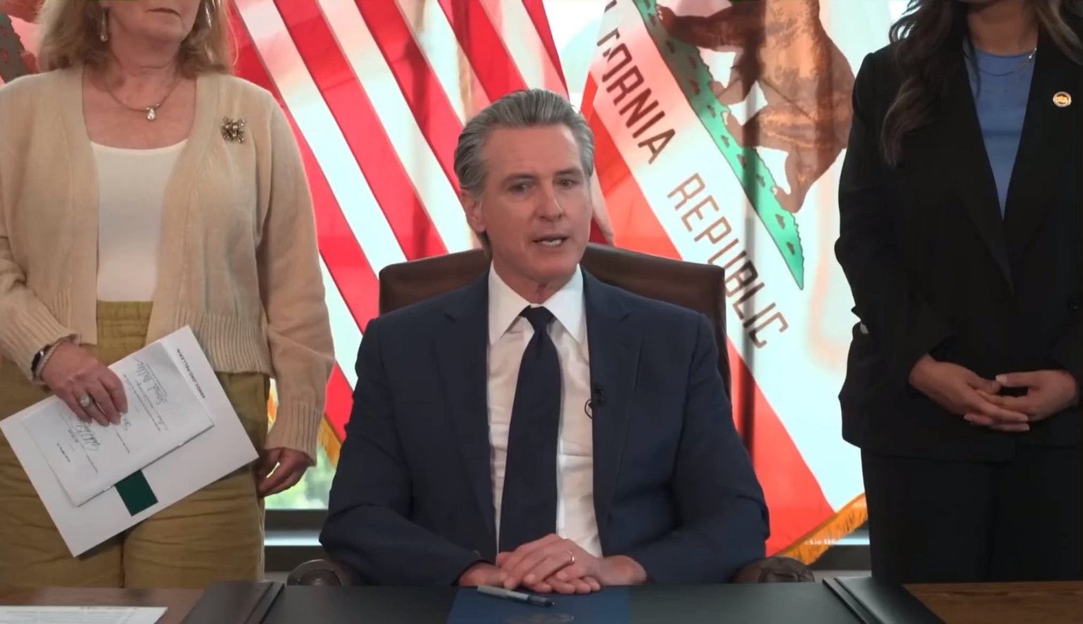Gavin Newsom announces California will impose a 100% tax on payments distributed from Trump’s Jan. 6th “slush fund.”