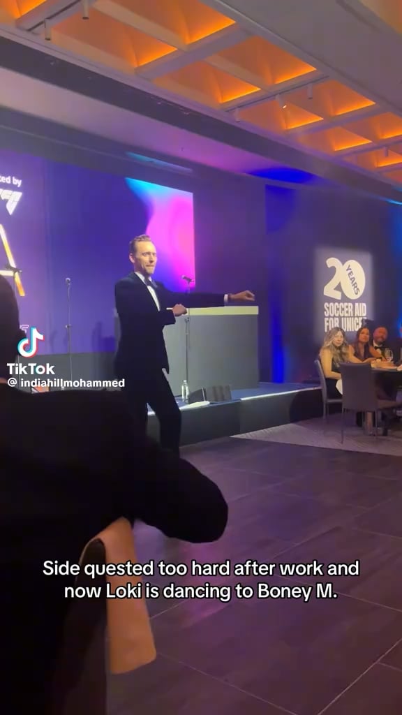 Tom Hiddleston dances to Boney M’s Rasputin at the Soccer Aid for UNICEF Gala