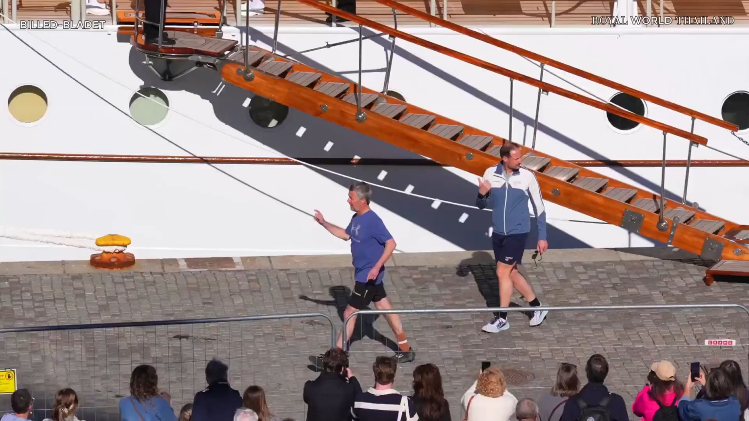 Denmark’s King Frederik X goes jogging with Norway’s Crown Prince Haakon after the birthday celebration of Sweden’s King Carl XVI Gustaf birthday in Stockholm.