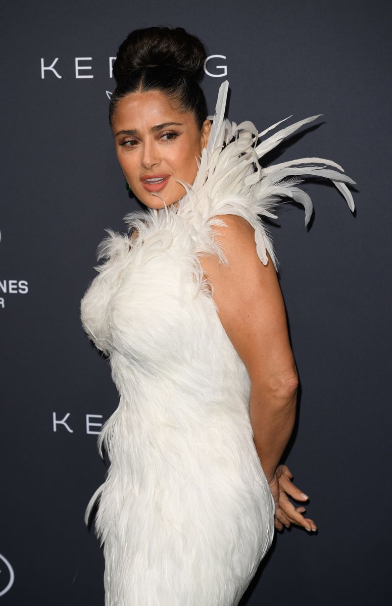 Salma Hayek Pinault attends the 2026 Kering Women in Motion Awards during the 79th annual Cannes Film Festival at Place de la Castre on May 17, 2026 in Cannes, France