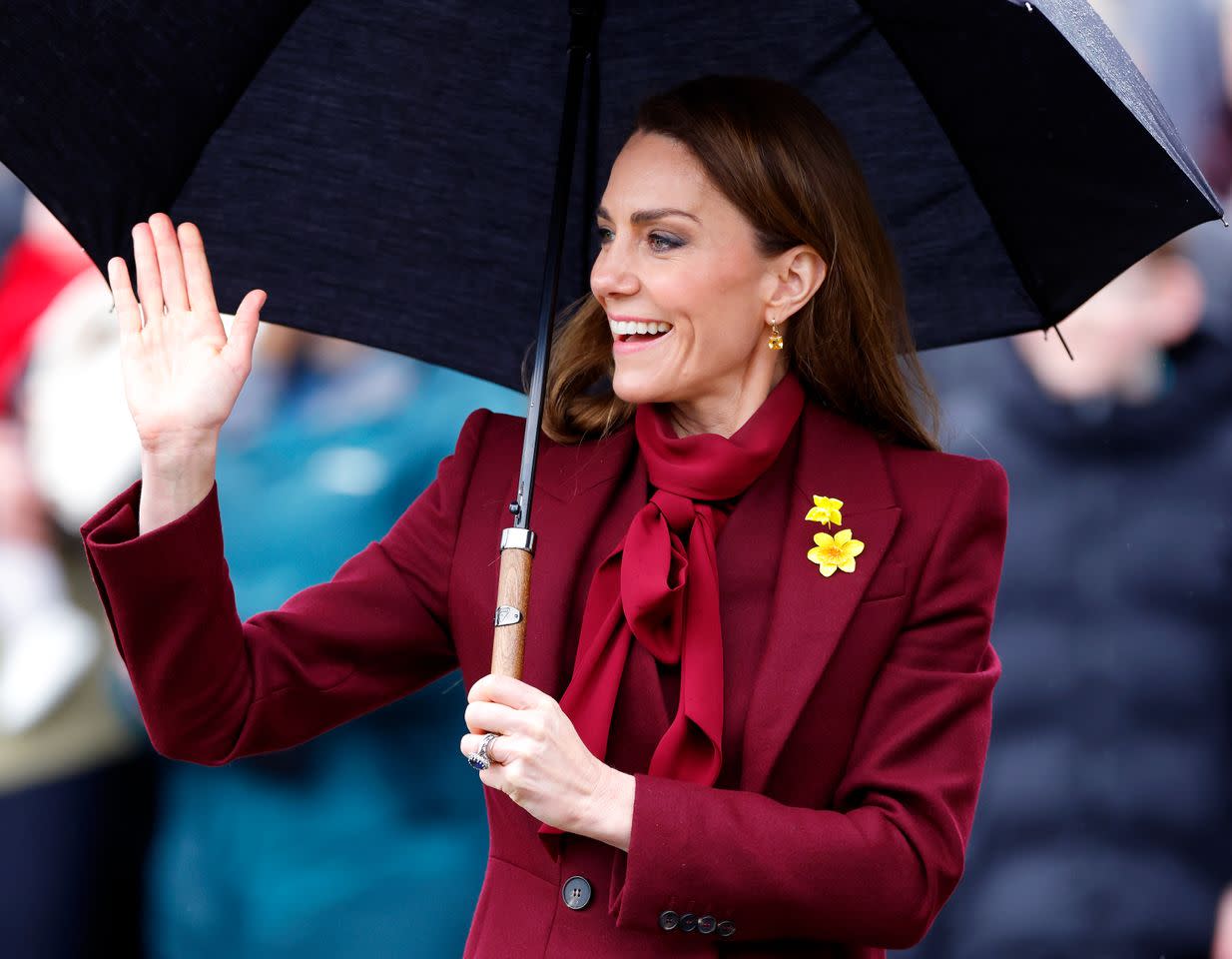 Kate Middleton wearing Kiki McDonough earrings on February 26, 2026.Credit: Getty