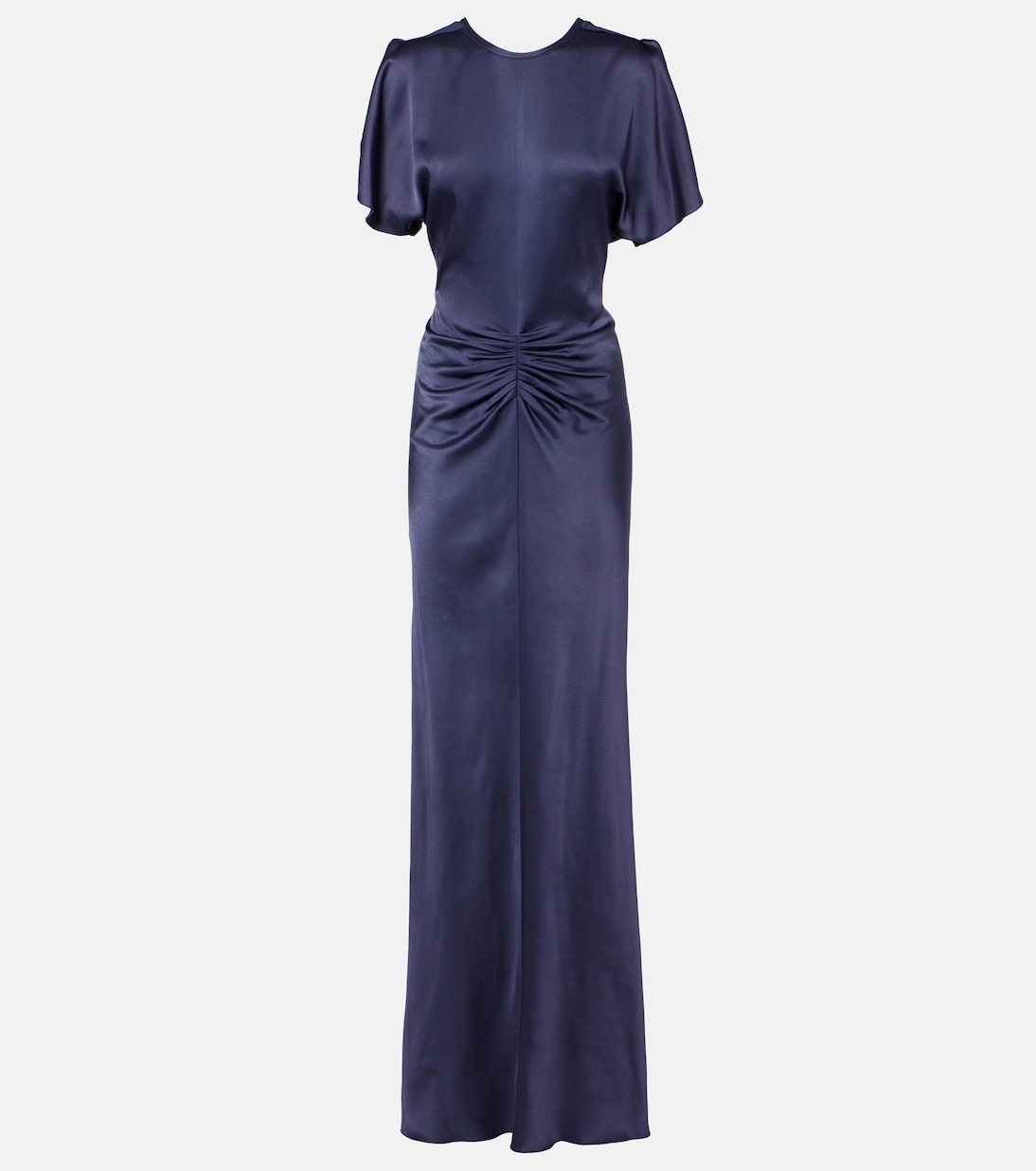 Isabella Gathered Satin Gown in Blue - Victoria Beckham