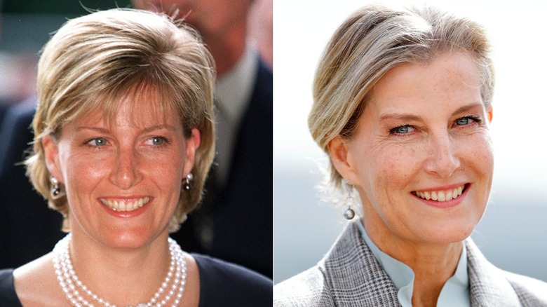 Duchess Sophie in 2000 at the Queen Mother's birthday and again in 2024.