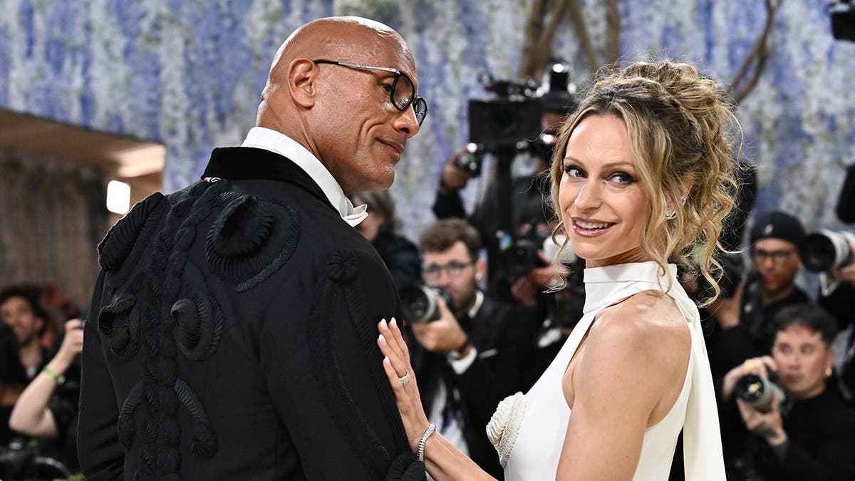 Dwayne Johnson and Lauren Hashian arriving at the Metropolitan Museum of Art gala in New York