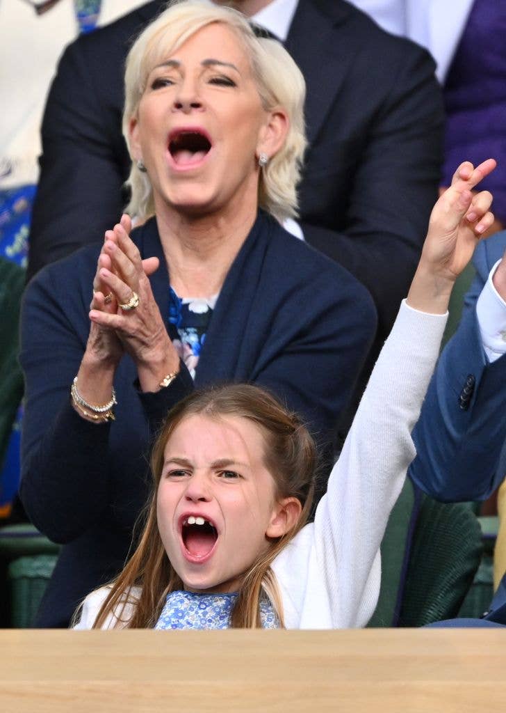 Chris Evert and Princess Charlotte of Wales cheering
