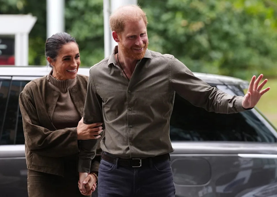 Prince Harry and Meghan Markle at the Australian National Veterans Arts Museum in April 2026.Credit: Getty Images