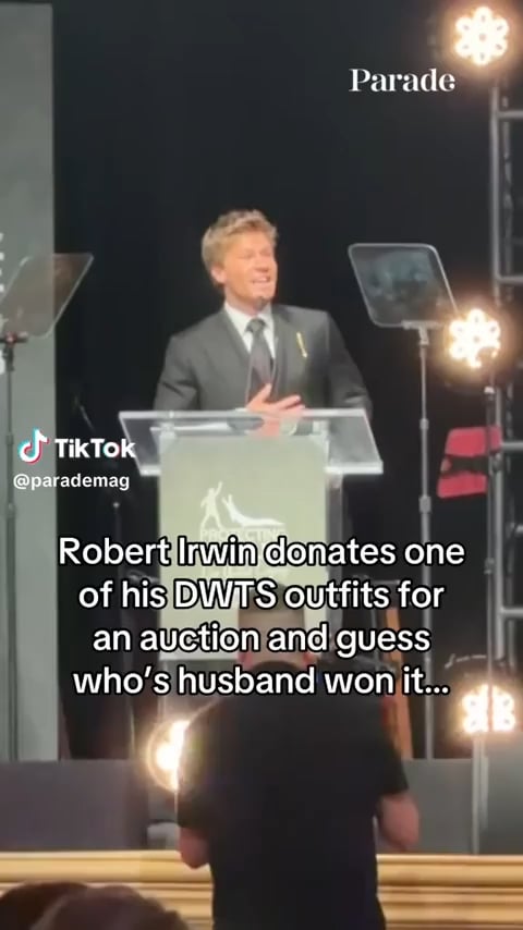 DWTS pro Witney Carson's husband Carson McAllister bought her latest celebrity dance partner Robert Irwin’s jive outfit that he auctioned off at the Steve Irwin Gala last night for $36,000