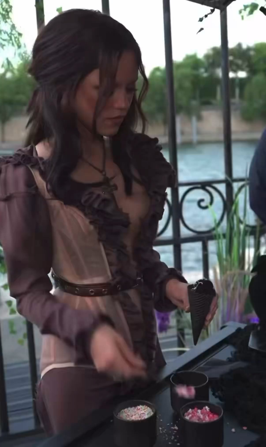 Jenna Ortega serving ice cream to fans at a Netflix event in Paris for Wednesday | 2025