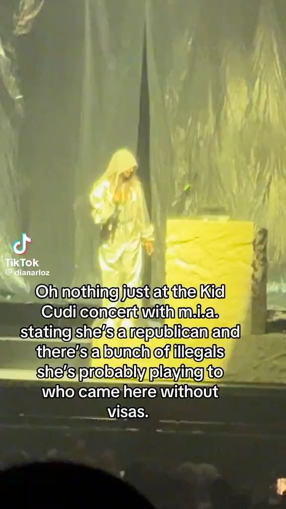 M.I.A is booed on stage as she opens for Kid Cudi in Dallas, after she went on a rant about “Illegals” and “being cancelled for being a Republican”