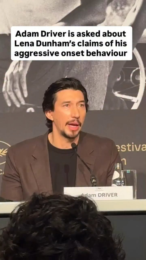Adam Driver responds to Lena Dunham's allegations: “I have no comment on any of that. I’m saving it all for my book.”