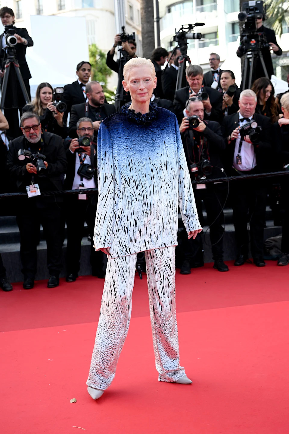 CANNES, FRANCE - MAY 21: Tilda Swinton attends the "La Bola Negra" screening during the 79th annual Cannes Film Festival at Palais des Festivals on May 21, 2026 in Cannes, France. (Photo by Kristy Sparow/Getty Images)