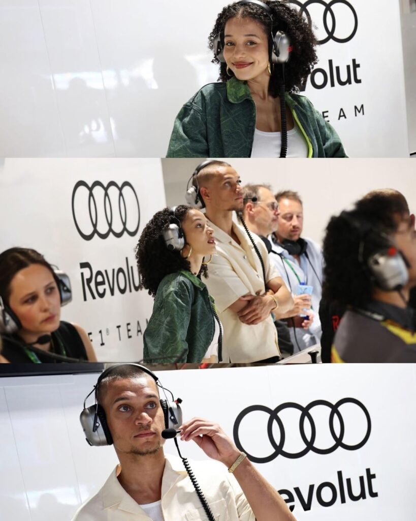 Chase Infiniti & Tyriq Withers at the Audi F1 Team Garage ahead of the F1 Grand Prix in Miami, Florida. (May 1, 2026)