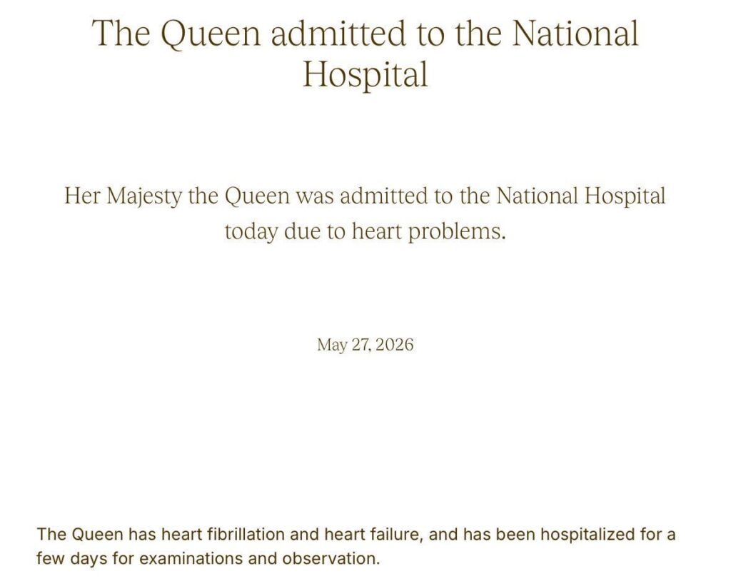 Queen Sonja admitted to hospital