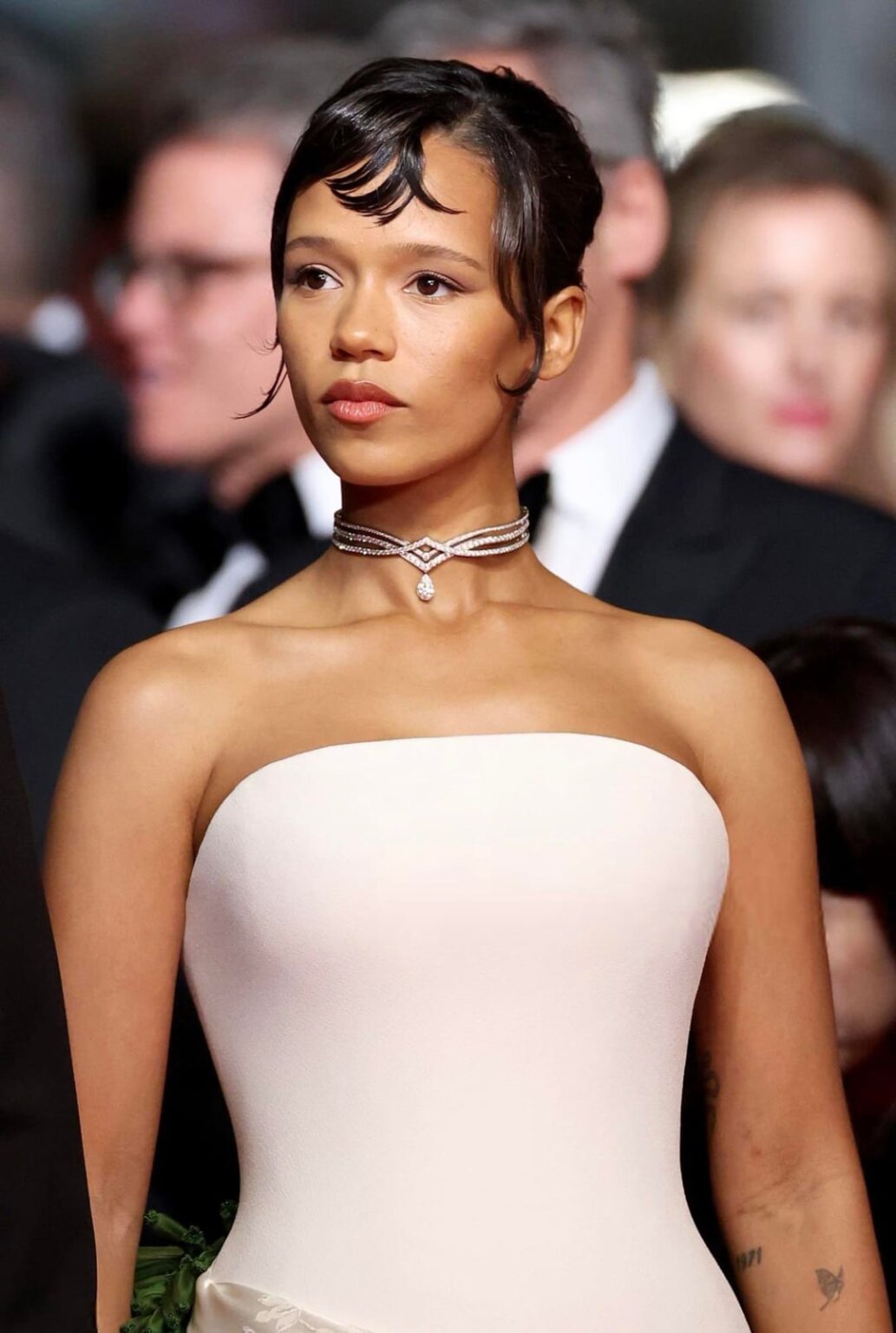 Taylor Russell at the 79th annual Cannes Film Festival, for the "Hope" screening, with Jung Ho-yeon