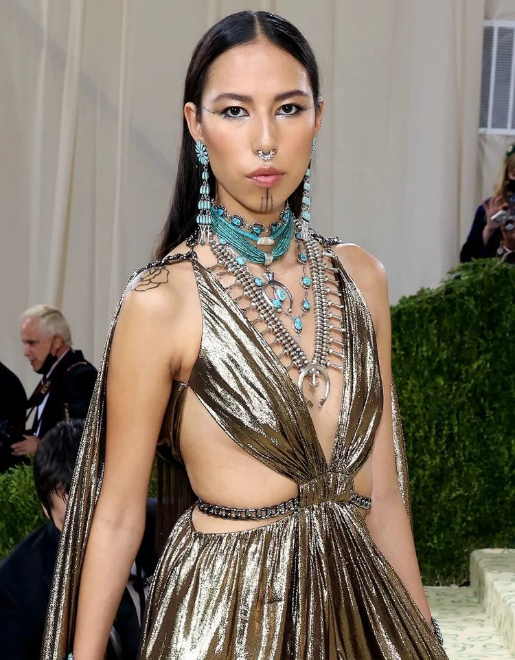 Quannah Chasinghorse attends the Met Gala in N.Y.C. on Sept. 13, 2021Credit: Taylor Hill/WireImage
