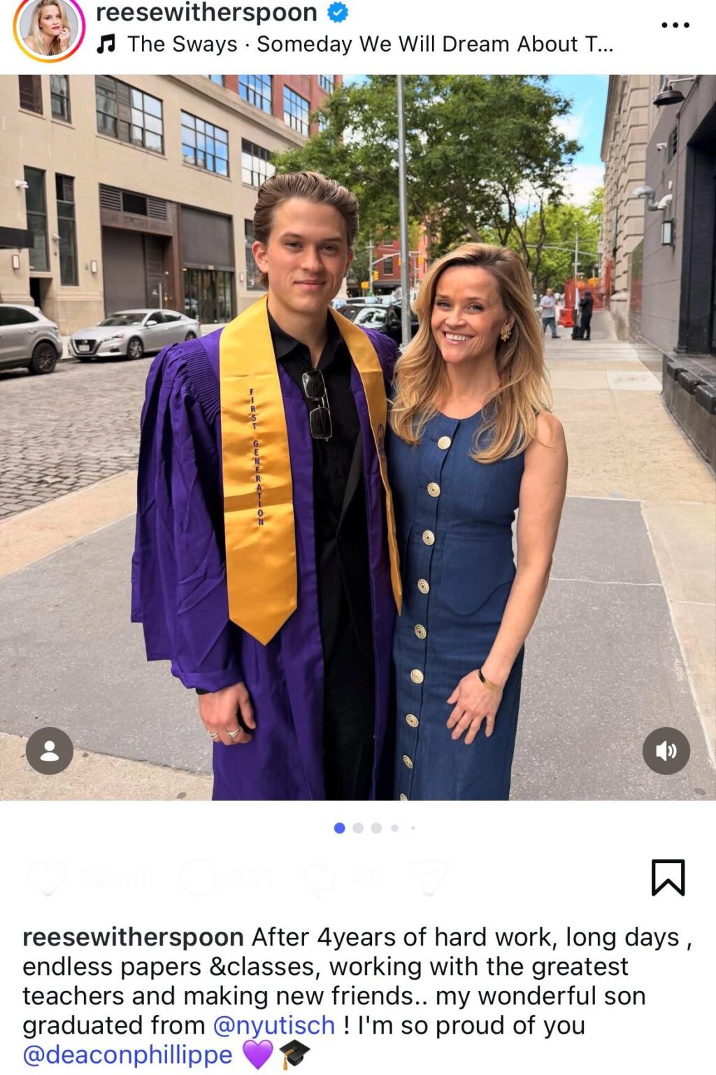 Reese Witherspoon and Ryan Phillipe’s son, Deacon has graduated from college