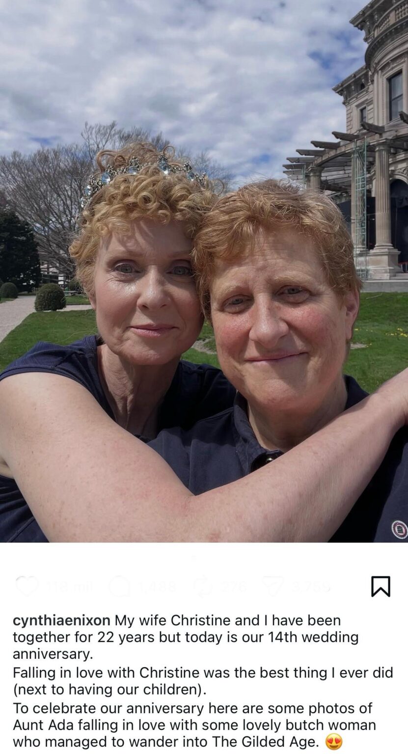 Cynthia Nixon celebrates her 14th wedding anniversary with wife Christine