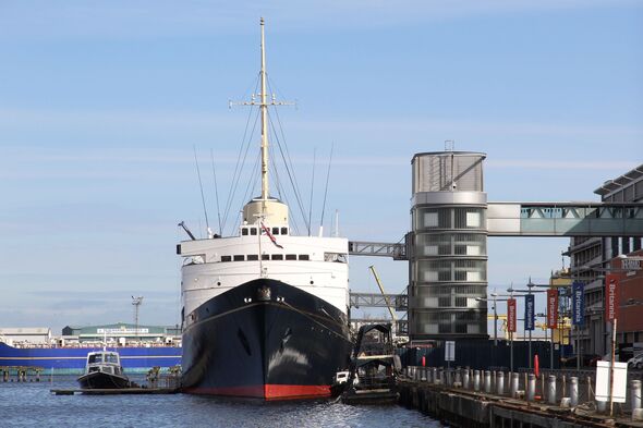 Front of the Royal Yacht Britannia in Edinburgh
