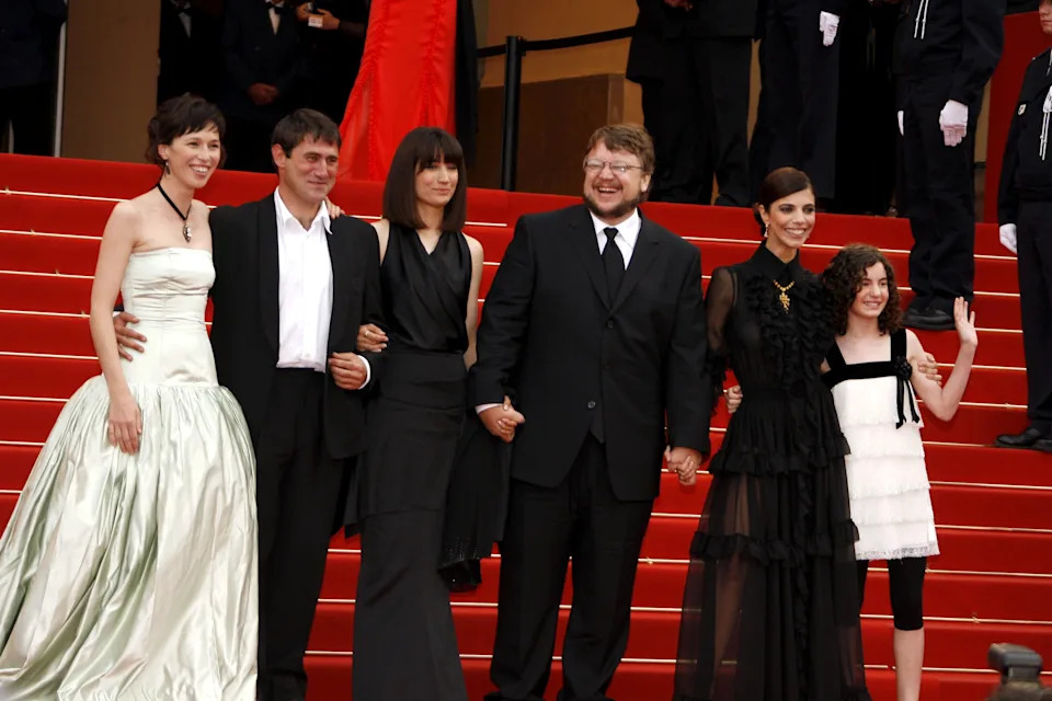 The cast of the film "Pan's Labyrinth", Ariadna Gil, Sergi Lopez, Guillermo del Toro, Maribel Verdu and Ivana Baquero, in Cannes, France on May 27, 2006.