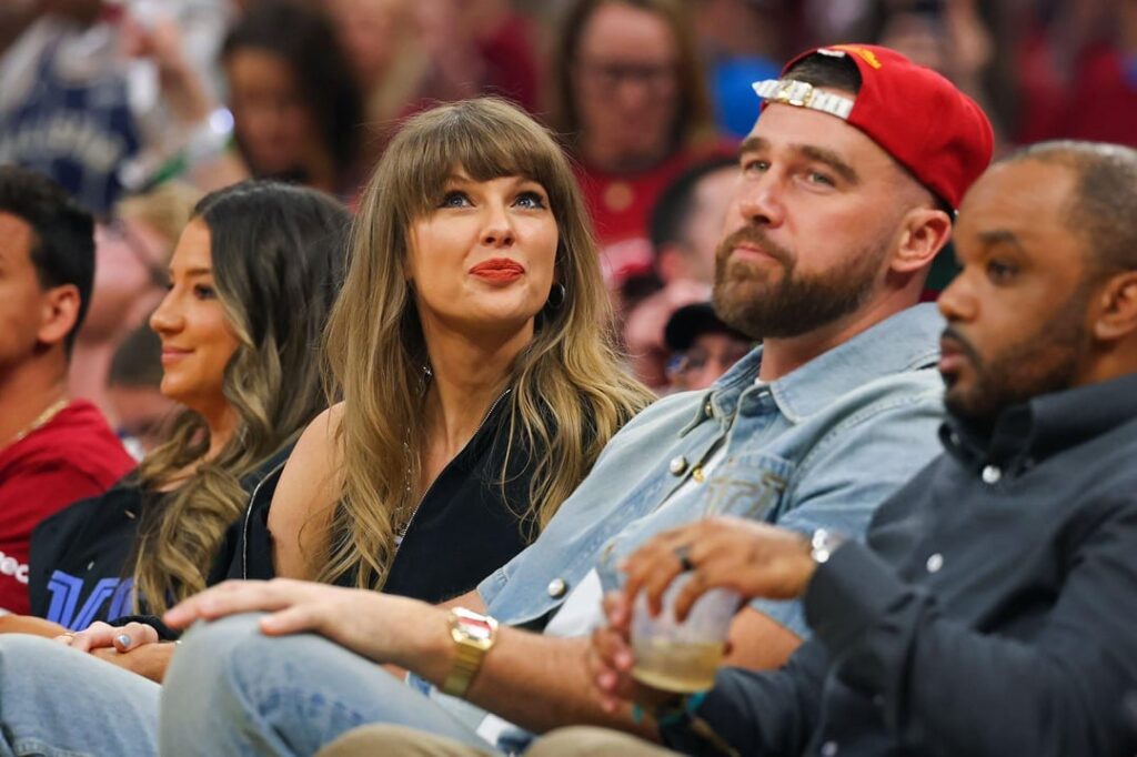 Taylor Swift and Travis Kelce at the New York Knicks vs. Cleveland Cavaliers game (May 23, 2026)