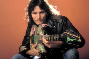 AMSTERDAM,  NETHERLANDS - APRIL 24: Guitar player Steve Vai poses at a Hotel in Amsterdam, Netherlands on 24th April 1990. (photo by Frans Schellekens/Redferns)