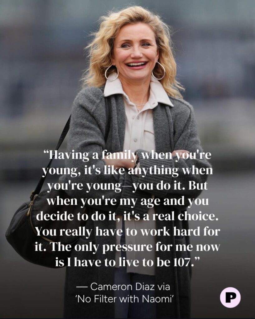 Cameron Diaz on her decision to have children later in life. Her (53) and Benji Madden (47) just welcomed their 3rd child.