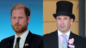 KYIV, UKRAINE - APRIL 23: Prince Harry, Duke of Sussex, delivers a speech during the Kyiv Security Forum on April 23, 2026 in Kyiv, Ukraine; ASCOT, ENGLAND - JUNE 17: Peter Phillips attends day one of Royal Ascot at Ascot Racecourse on June 17, 2025 in Ascot, England.