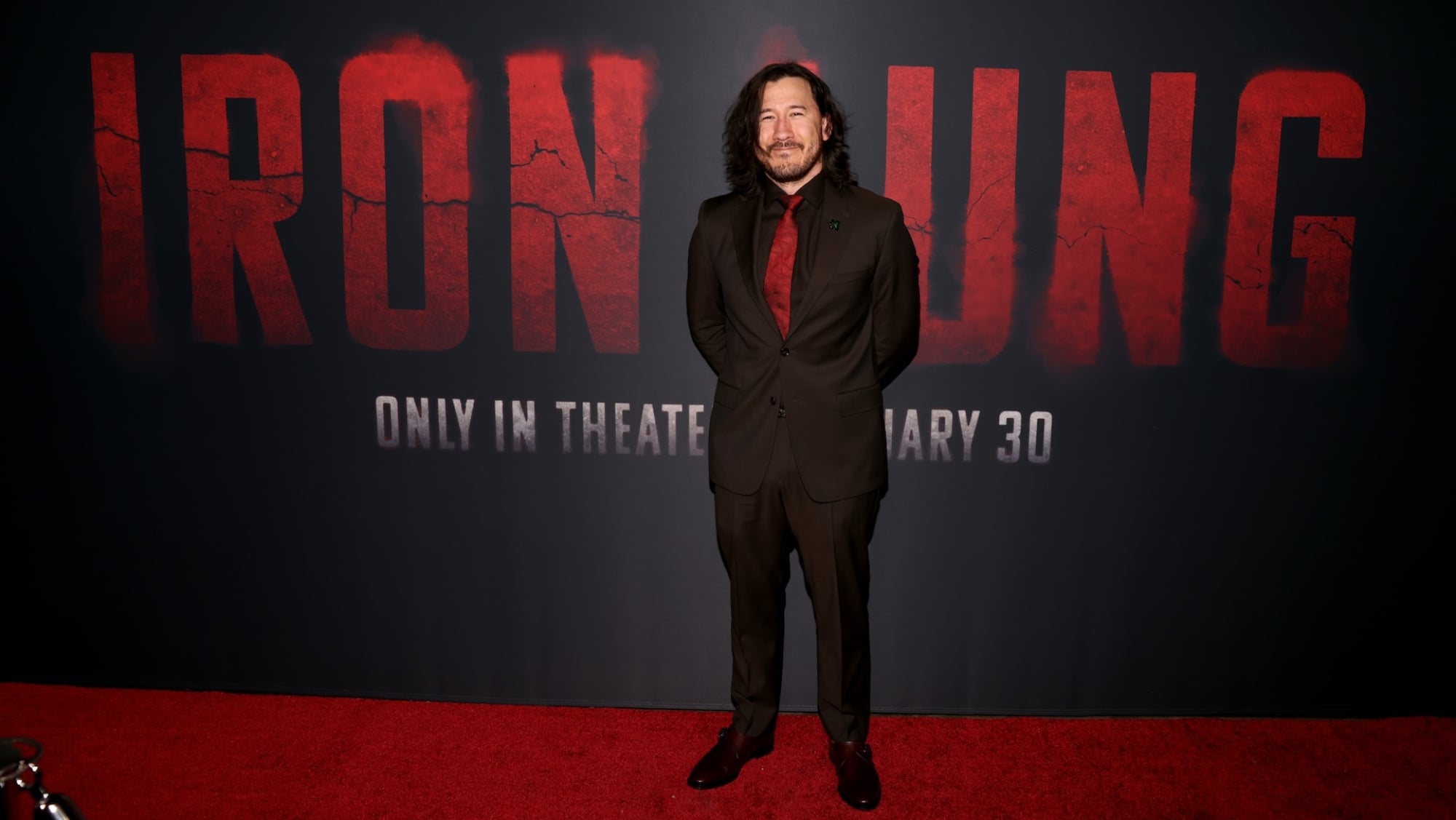 Markiplier at the ‘Iron Lung’ premiere at Alamo Drafthouse Cinema in Los Angeles on Dec. 5, 2025.