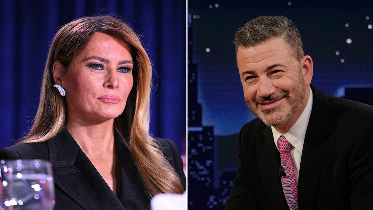 Melania Trump and Jimmy Kimmel standing together