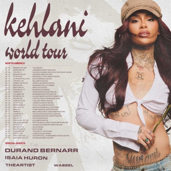 kehlani 2026 north american tour dates poster 