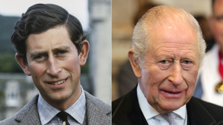 Side-by-side photos of King Charles in 1978, when he was the Prince of Wales, and in 2026 as King.