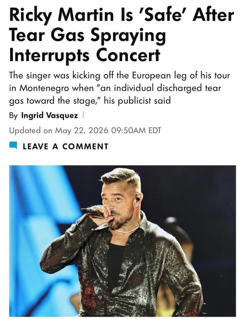 Ricky Martin Concert Abruptly Halted After Attendee Discharged Tear Gas Toward Stage